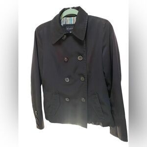 Braetan women’s black button up lined rain jacket M